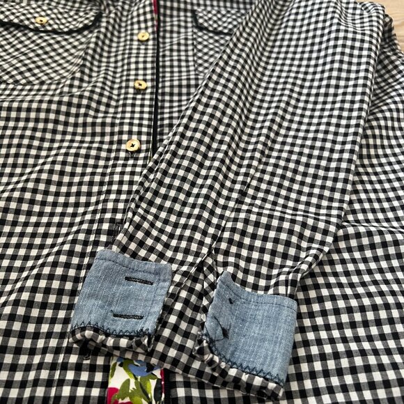 🖤Jones New York signature Gingham  Black and white button up shirt Sz M - Picture 3 of 12